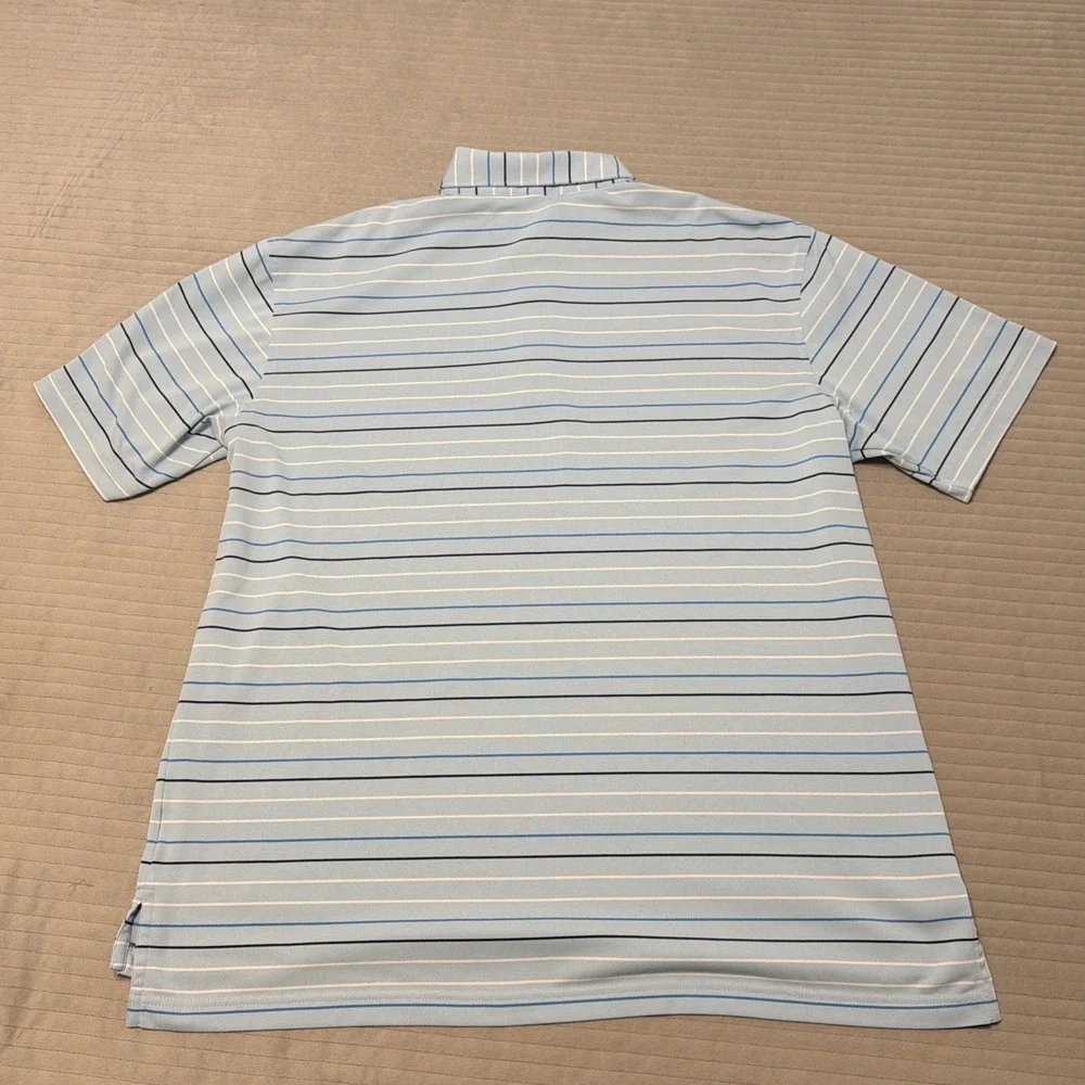 Peter Millar Summer Comfort Striped Golf Polo Mens L Blue